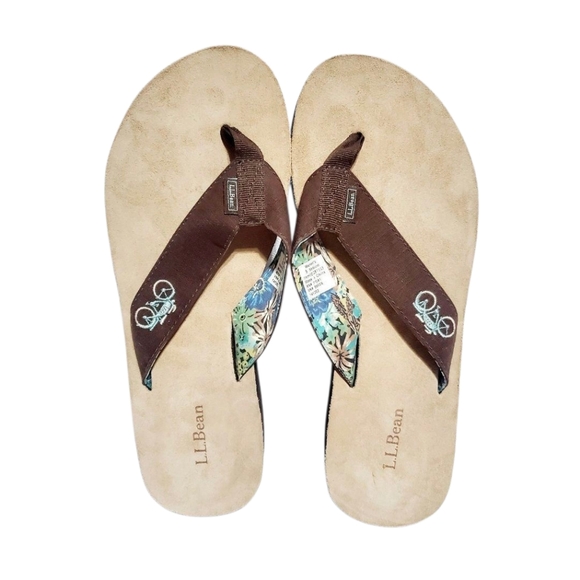 LL Bean Women's Brown Nylon Slip On Thong Flip Flop Sandals Size 9 Medium. - Picture 3 of 12